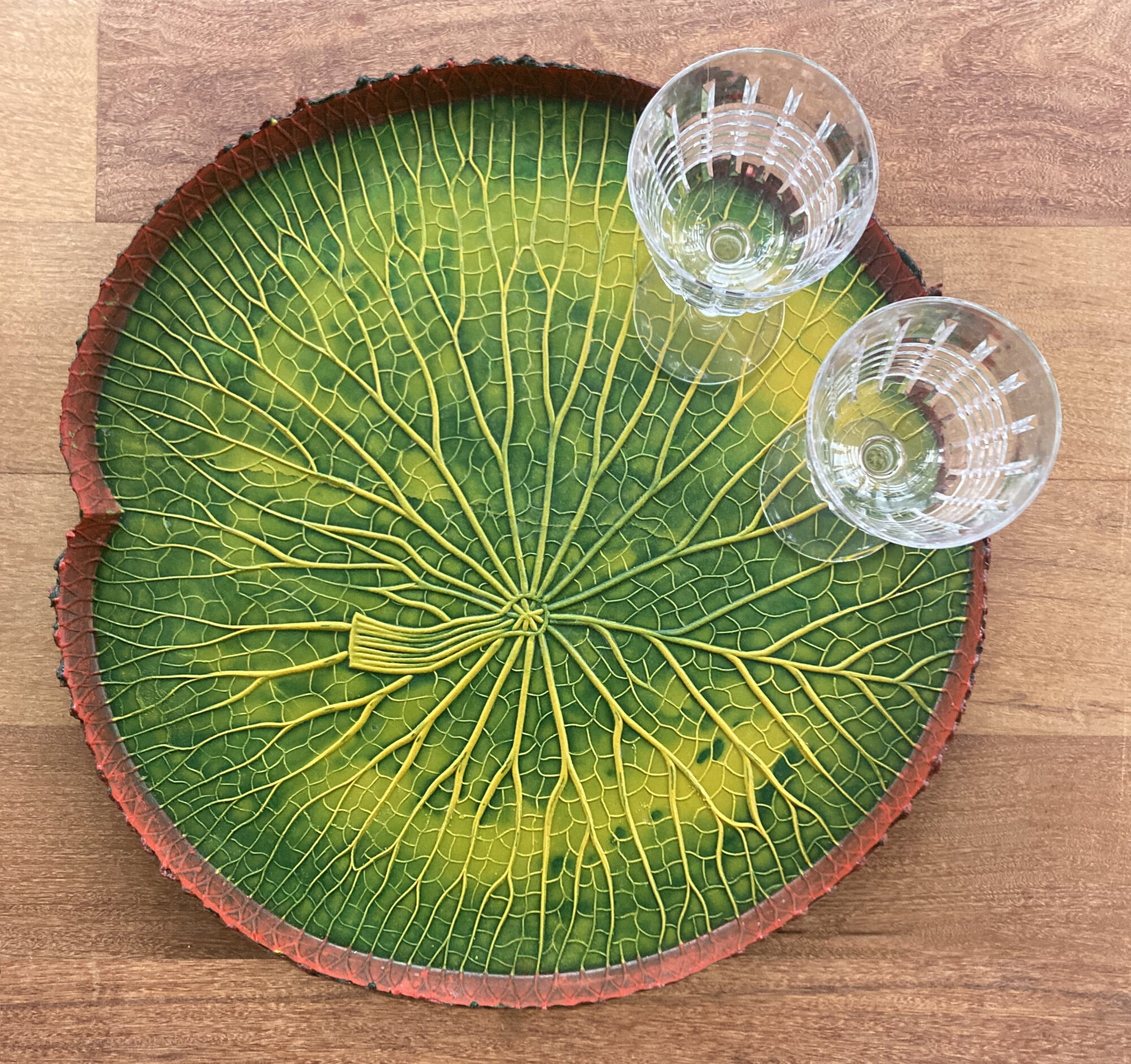 Plateau VITÓRIA RÉGIA couleur VERT-JAUNE bord rose – Image 6