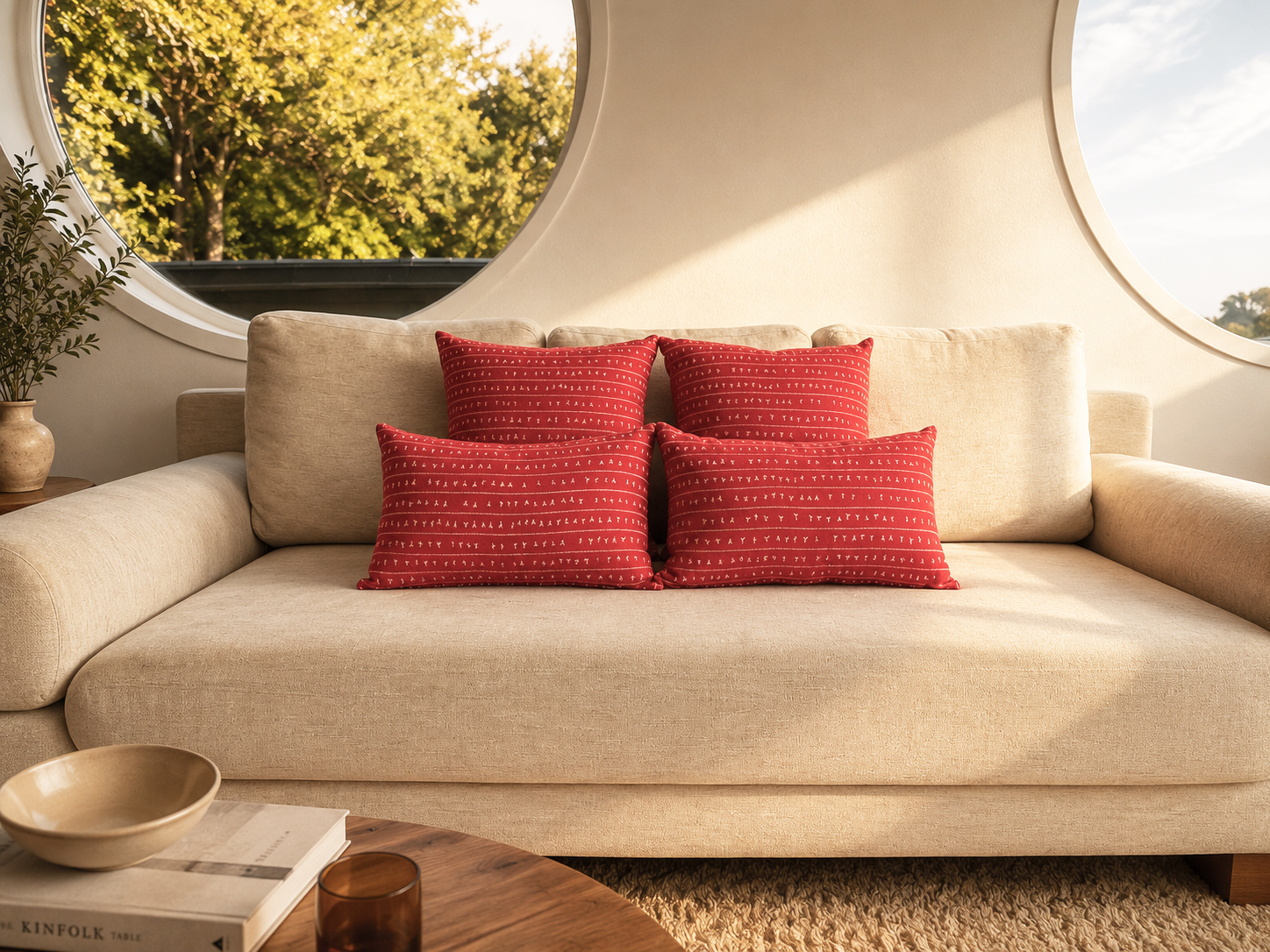 Combo de 4 coussins type 03 - 2 coussins 30x50 lin + 2 coussins 45x45 lin - Motif ARRASTA PÉ – Image 2