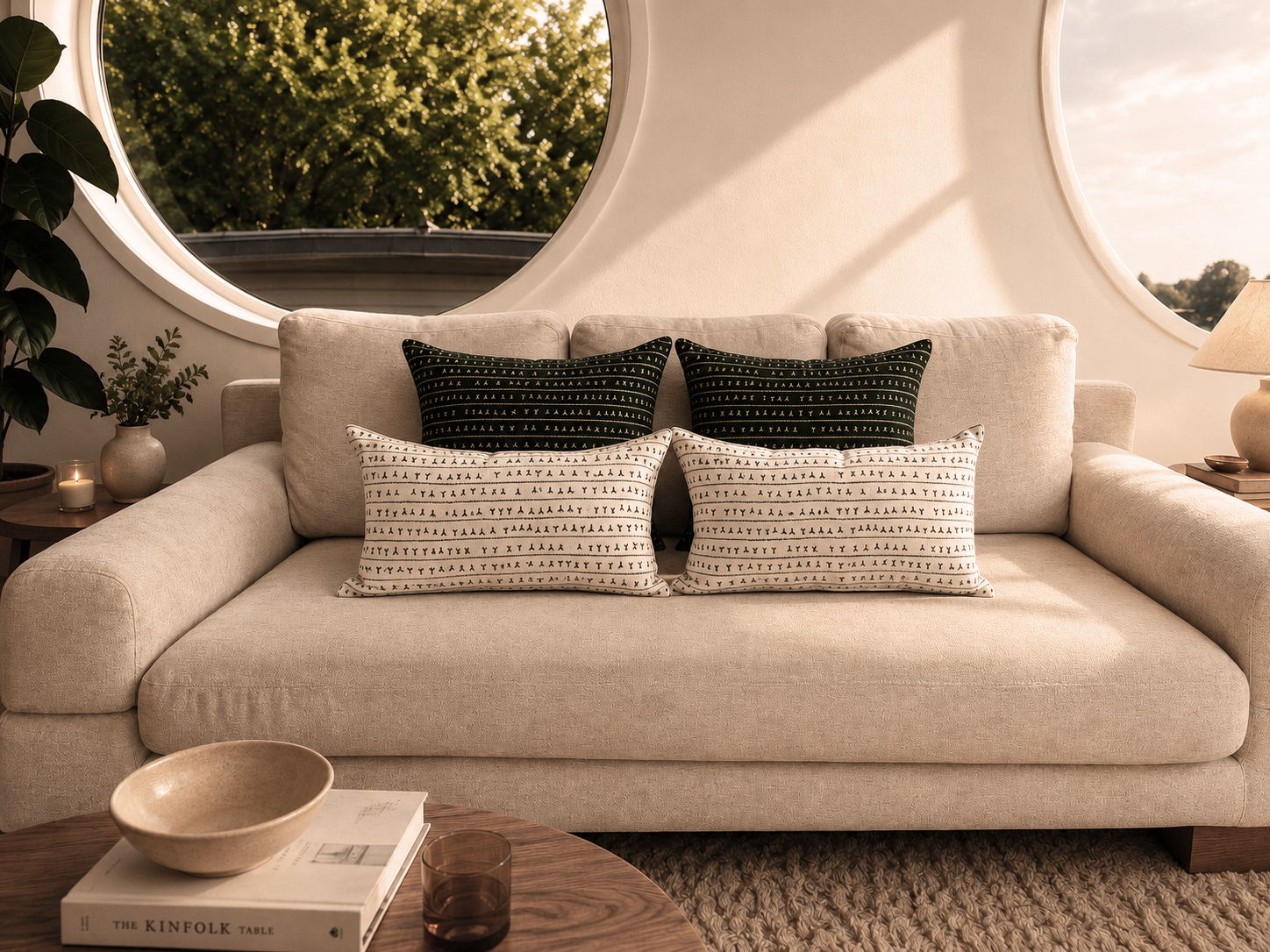 Combo de 4 coussins type 02 - 2 coussins 30x50 lin + 2 coussins 45x45 lin - Motif ARRASTA PÉ – Image 2