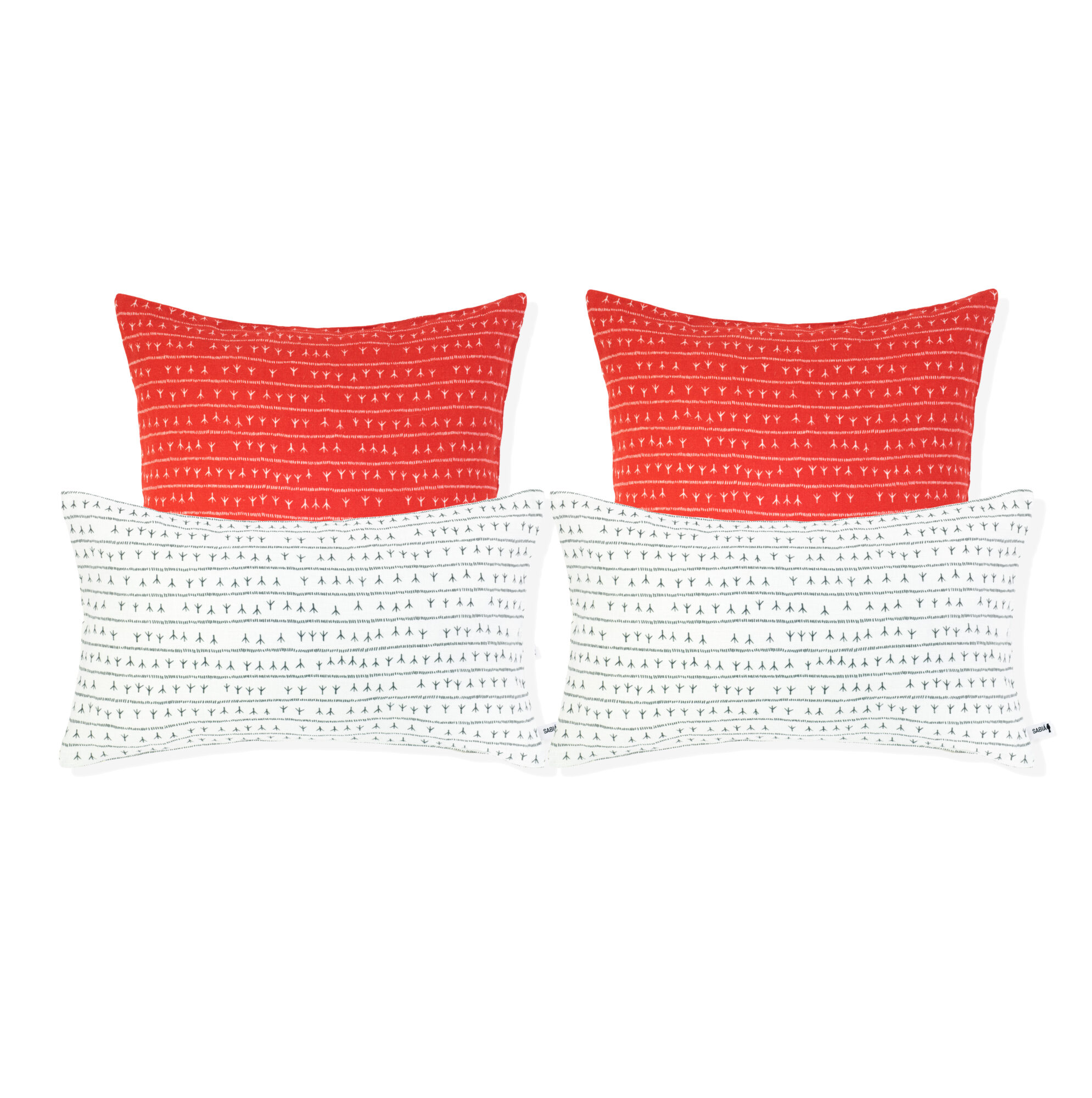 Combo de 4 coussins type 04 - 2 coussins 30x50 lin + 2 coussins 45x45 lin - Motif ARRASTA PÉ
